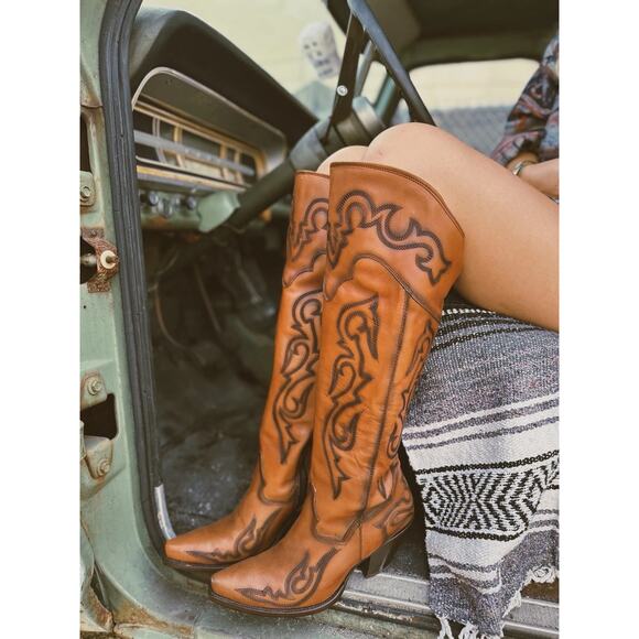 Dan Post Brown Over the Knee Boots - Picture 1 of 14